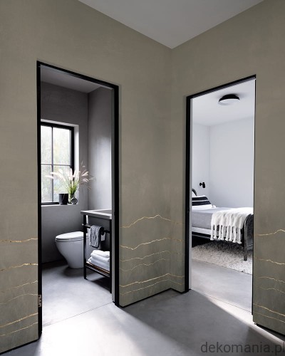 Fototapeta ścienna do sypialni ściana z efetem dymu i złotymi liniami MU12049 Smoke and chalk.jpg