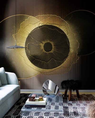 Fototapeta ścienna do sypialni złote koła na ciemnym tle MU12055 Atlas obscura.jpg