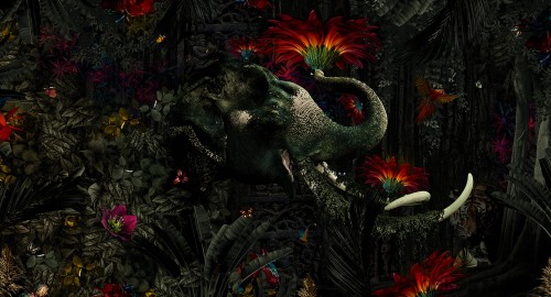 Fototapeta na wymiar indyjski słoń i roślinność MU13025 Mumba Kanda.jpg