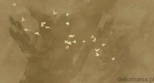 Fototapeta na wymiar złote ptaki na betonowym tle MU13050 Cherry flight.jpg