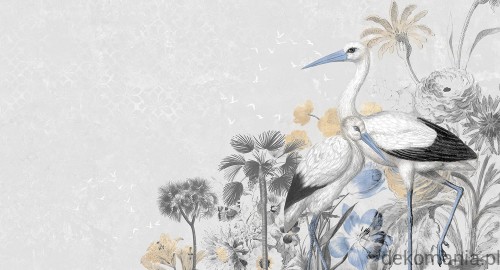 Fototapeta na wymiar żurawie pośród kwiatów MU13090 Cranes in love.jpg