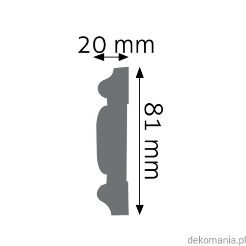 Listwa ścienna zdobiona LNZ-03 Creativa wys. 8,1 cm LNZ03 Przekrój.jpg