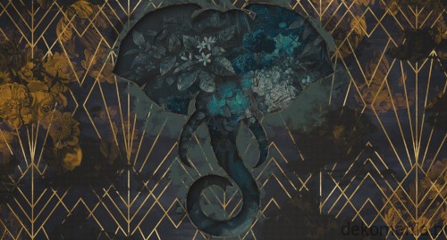 Fototapeta na wymiar afrykański słoń na geometrycznym tle  African Gold MU11043.jpg