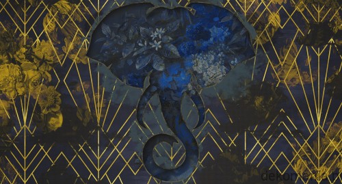 Fototapeta na wymiar afrykański słoń na geometrycznym tle  African Gold MU11044.jpg