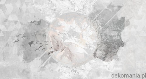 Fototapeta na wymiar ptaki na tle nieba z kobiecą twarzą MU12001 New divide.jpg