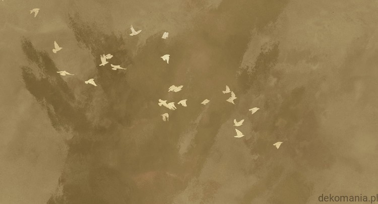 Fototapeta na wymiar złote ptaki na betonowym tle MU13050 Cherry flight.jpg