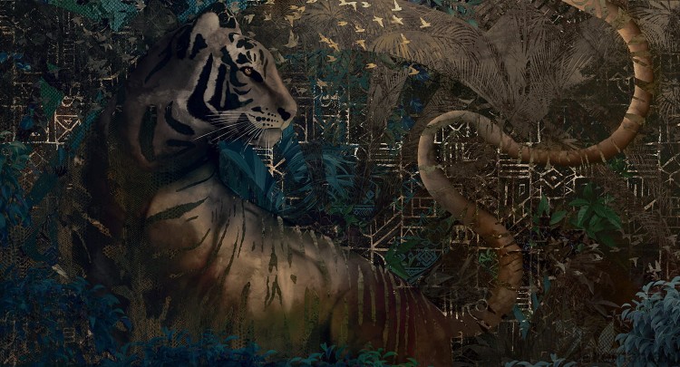 Fototapeta na wymiar tygrys i orientalne tło MU13067 Hunting party.jpg