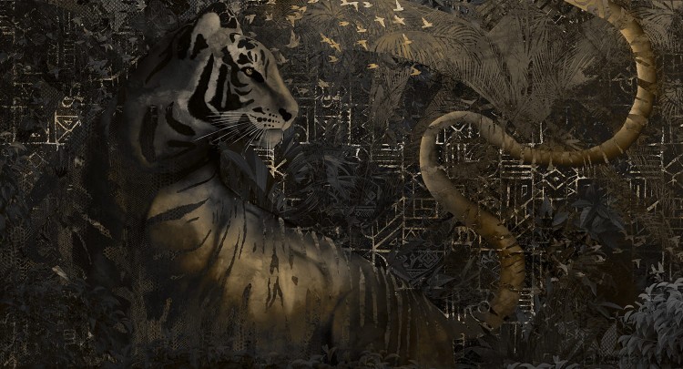 Fototapeta na wymiar tygrys i orientalne tło MU13068 Hunting party.jpg