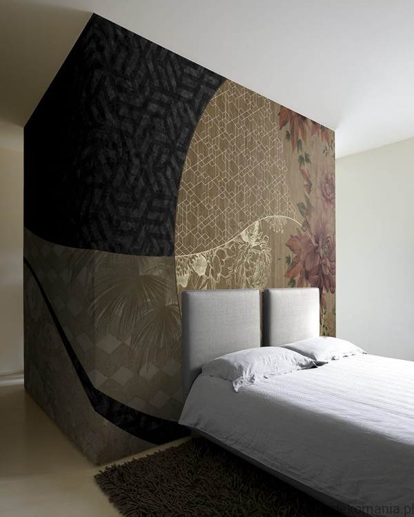 Fototapeta ścienna do sypialni kwiaty na wzorzystym tle MU14013 Yuki.jpg