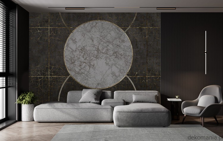 Fototapeta ścienna do sypialni koła ze złotymi liniami MU15064 Celestial.jpg