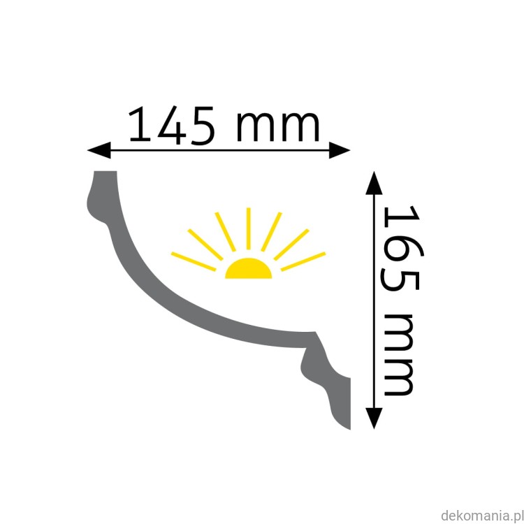 Biała listwa przysufitowa gładka 14,5x16,5cm LGG-14 Creativa LGG14 Przekrój.jpg