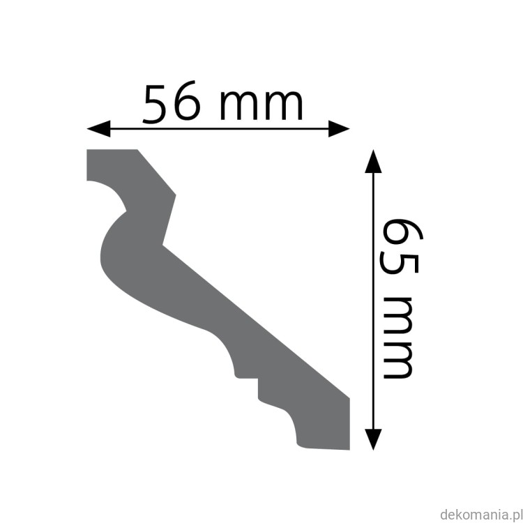 Biała listwa przysufitowa gładka 5,6x6,5cm LGG-27 Creativa LGG27 Przekrój.jpg