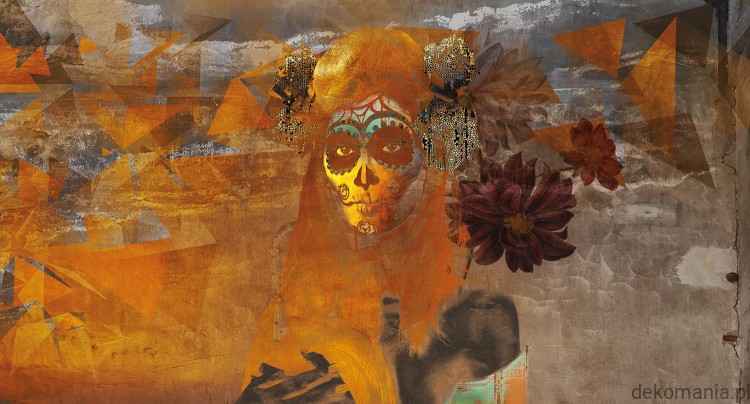 Fototapeta na wymiar meksykańska maska i kwiaty Mexicoco MU11016.jpg