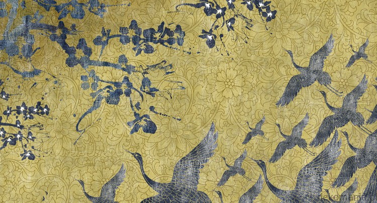 Fototapeta na wymiar ptaki w locie na tle orientalnych wzorów Flight Effect MU11066.jpg