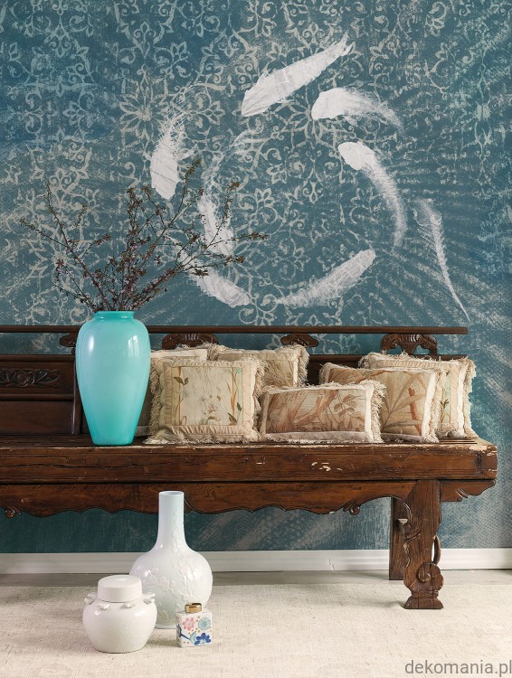 Fototapeta ścienna do sypialni orientalne kwiaty na tle oceanu  Oceans Pure MU11088.jpg