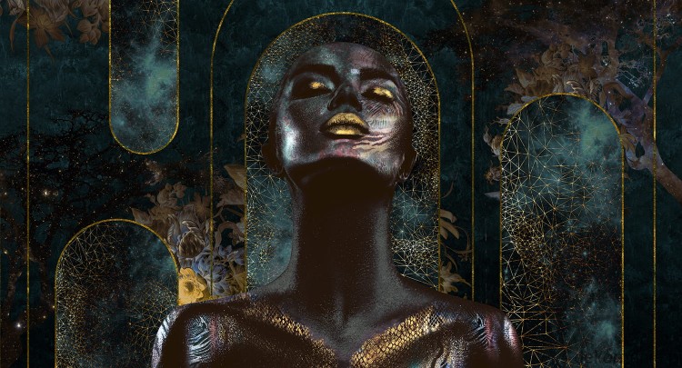 Fototapeta na wymiar bogini Nailini na geometrycznym tle MU12004 Nalini.jpg