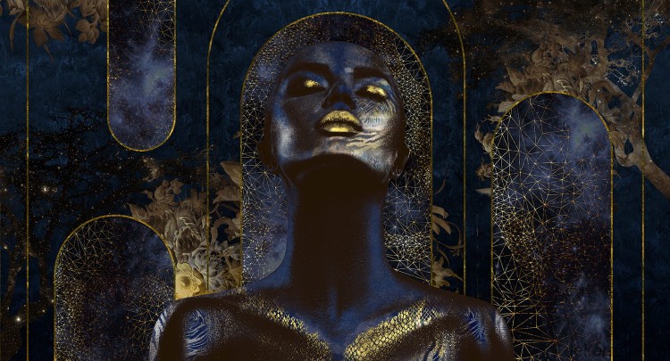 Fototapeta na wymiar bogini Nailini na geometrycznym tle MU12006 Nalini.jpg