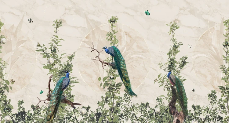 Fototapeta na wymiar pawie na minimalistycznym tle MU13040 Peacock Forest.jpg