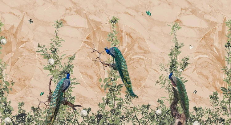 Fototapeta na wymiar pawie na minimalistycznym tle MU13041 Peacock Forest.jpg