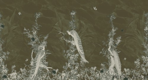 Fototapeta na wymiar pawie na minimalistycznym tle MU13042 Peacock Forest.jpg