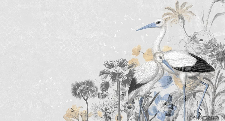 Fototapeta na wymiar żurawie pośród kwiatów MU13090 Cranes in love.jpg