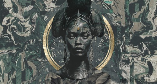 Fototapeta na wymiar afrykańska kobieta na wzorzystym tle MU14003 Nefertari.jpg
