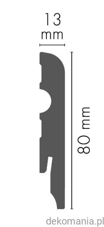 Biała listwa przypodłogowa MDF laminowana LMDF-03 wys. 8cm Przekrój LMDF03.jpg