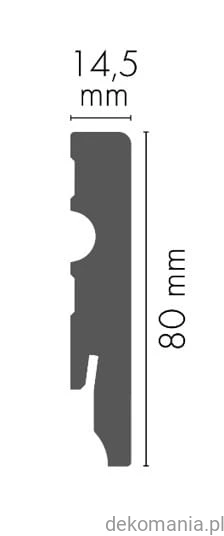 Biała listwa przypodłogowa MDF laminowana LMDF-04 wys.8cm Przekrój LMDF04.jpg