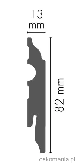 Biała listwa przypodłogowa MDF laminowana LMDF-05 wys. 8cm Przekrój LMDF05.jpg