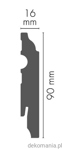Biała listwa przypodłogowa MDF laminowana LMDF-06 wys. 9cm Przekrój LMDF06.jpg