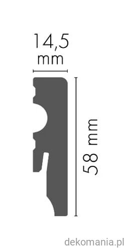 Biała listwa przypodłogowa MDF laminowana LMDF-01 wys. 5.8cm Przekrój LMDF01.jpg