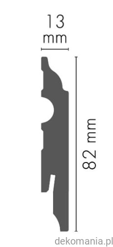 Biała listwa przypodłogowa MDF laminowana LMDF-05 wys. 8cm Przekrój LMDF05.jpg