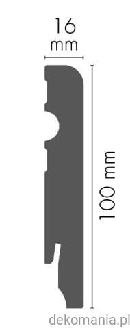 Biała listwa przypodłogowa MDF laminowana LMDF-07 wys. 10cm Przekrój LMDF7.jpg