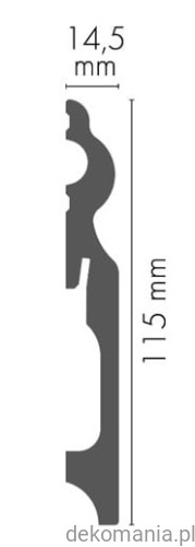 Biała listwa przypodłogowa MDF laminowana LMDF-08 wys. 11,5cm Przekrój LMDF08.jpg
