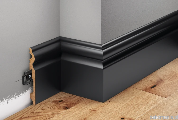 Czarna listwa lakierowana wys. 11,5cm MDF Creativa LMDF-08.png
