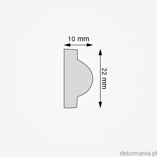 Listwa ścienna gładka LNG-20 Creativa wys. 2,2 cm LNG20 Przekrój.jpg