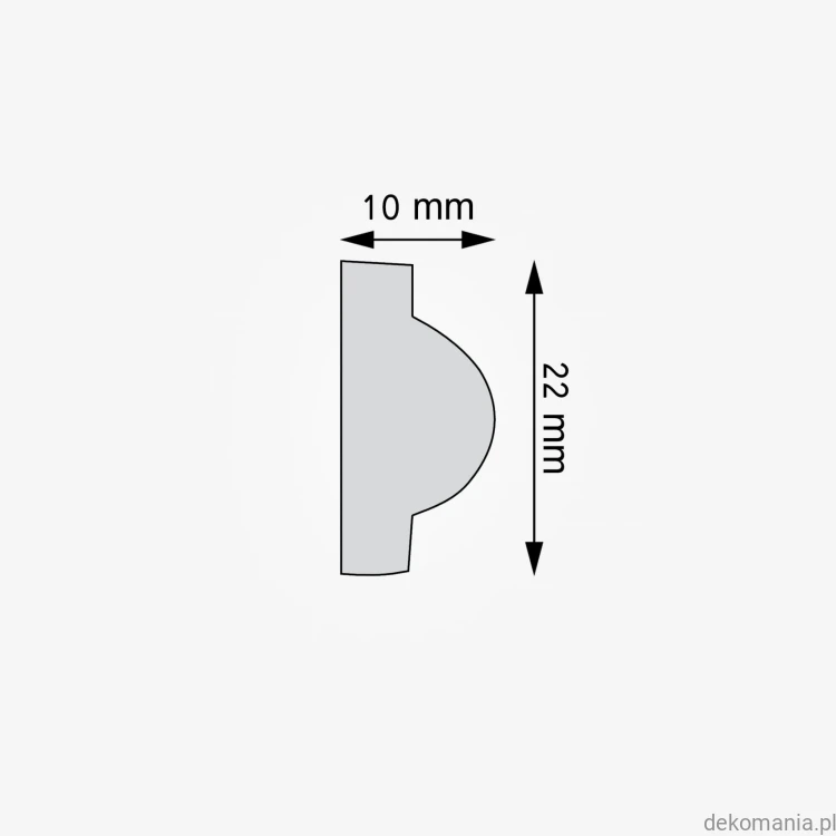 Listwa ścienna gładka LNG-20 Creativa wys. 2,2 cm LNG20 Przekrój.jpg