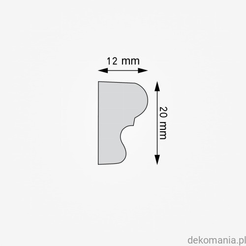 Listwa ścienna gładka LNG-19 Creativa wys. 2 cm LNG19 Przekrój.jpg