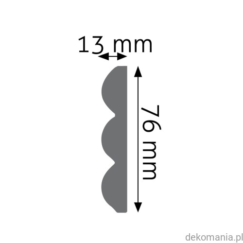 Listwa ścienna gładka LNG-18 Creativa wys. 7,6 cm LNG18 Przekrój.jpg