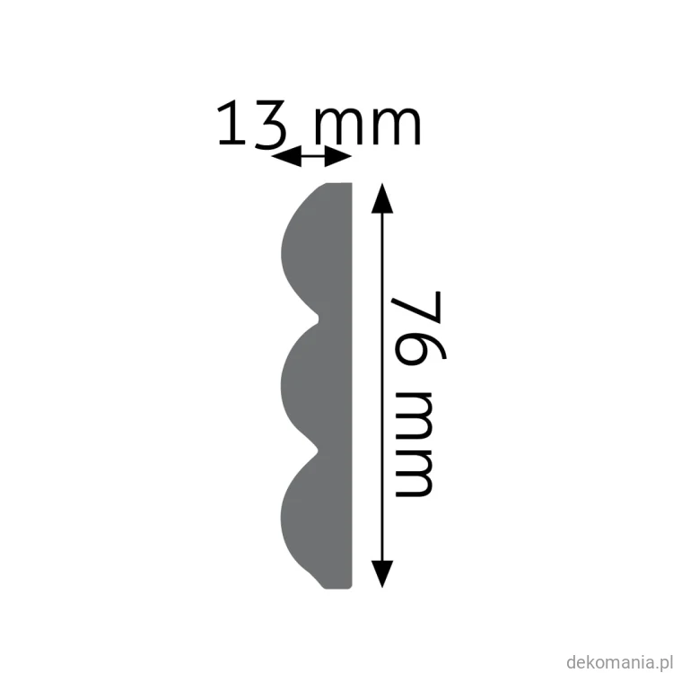 Listwa ścienna gładka LNG-18 Creativa wys. 7,6 cm LNG18 Przekrój.jpg
