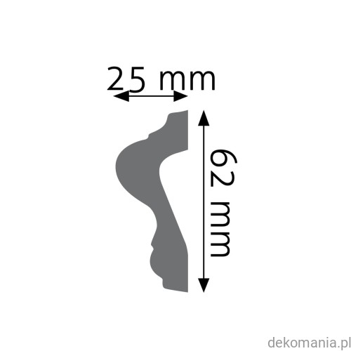 Listwa ścienna gładka LNG-15 Creativa wys. 6,1 cm LNG15 Przekrój.jpg