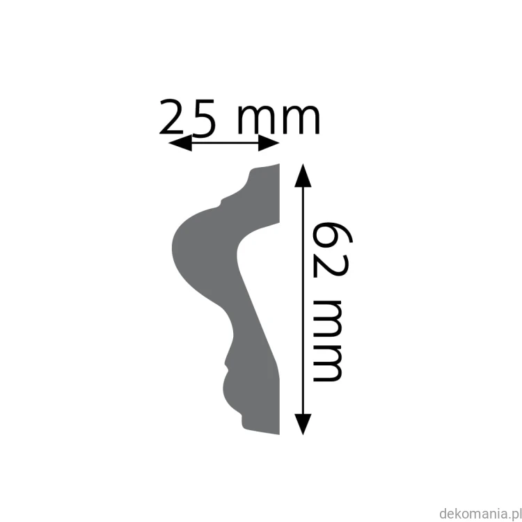 Listwa ścienna gładka LNG-15 Creativa wys. 6,1 cm LNG15 Przekrój.jpg