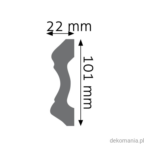 Listwa ścienna gładka LNG-14 Creativa wys. 10,1 cm LNG14 Przekrój.jpg
