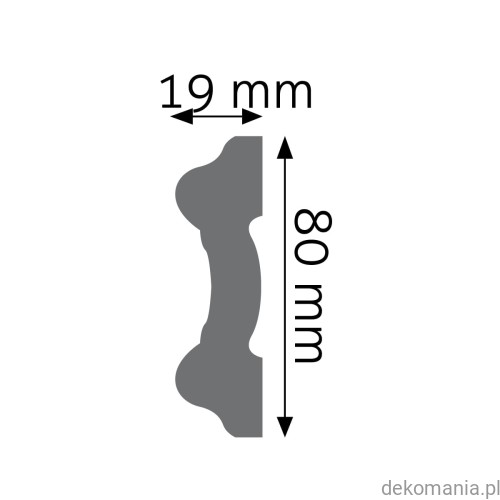 Listwa ścienna gładka LNG-13 Creativa wys. 8 cm LNG13 Przekrój.jpg
