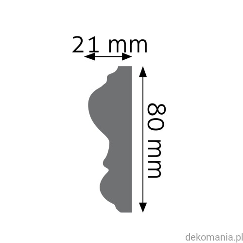 Listwa ścienna gładka LNG-12 Creativa wys. 8 cm LNG12 Przekrój.jpg