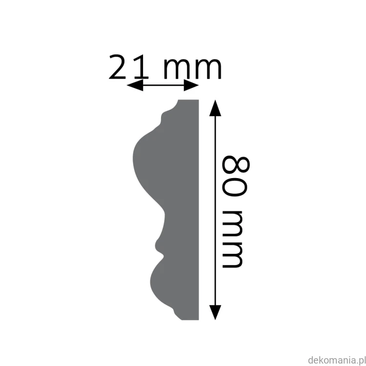 Listwa ścienna gładka LNG-12 Creativa wys. 8 cm LNG12 Przekrój.jpg
