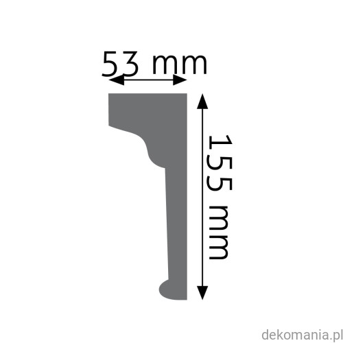 Listwa ścienna gładka LNG-11 Creativa wys. 15,5 cm LNG11 Przekrój.jpg