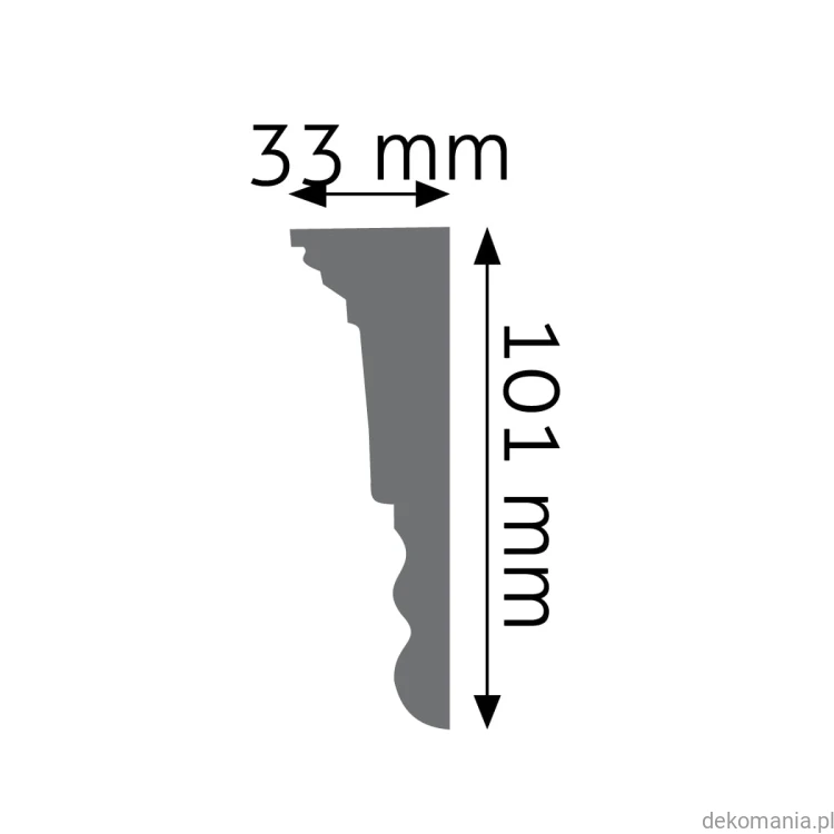 Listwa ścienna gładka LNG-10 Creativa wys. 10,1 cm LNG10 Przekrój.jpg