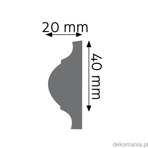 Listwa ścienna gładka LNG-09 Creativa wys. 4 cm LNG09 Przekrój.jpg