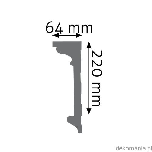 Listwa ścienna gładka LNG-06 Creativa wys. 22 cm LNG06 Przekrój.jpg